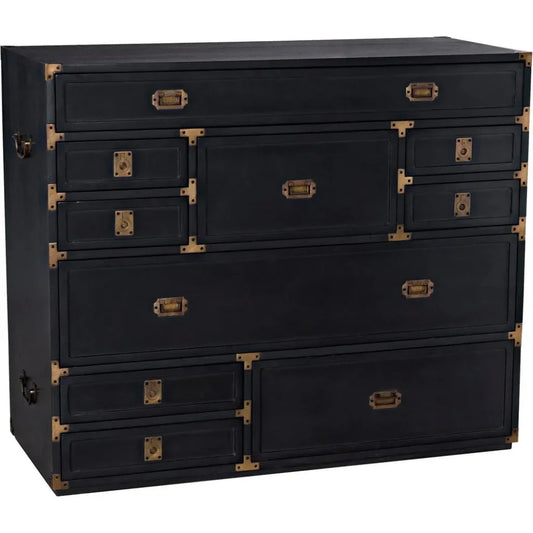 Charles Wood and Brass Black Chest - LOOMLAN - Noir - Chests