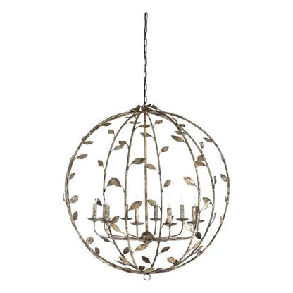 Charlotte Rustic Silver Leaf Design Chandelier - LOOMLAN - Wildwood - Chandeliers
