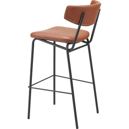 Charon Barstool (Set of 2) Vintage Brown - LOOMLAN - Zuo Modern - Bar Stools