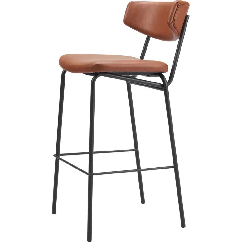 Charon Barstool (Set of 2) Vintage Brown - LOOMLAN - Zuo Modern - Bar Stools