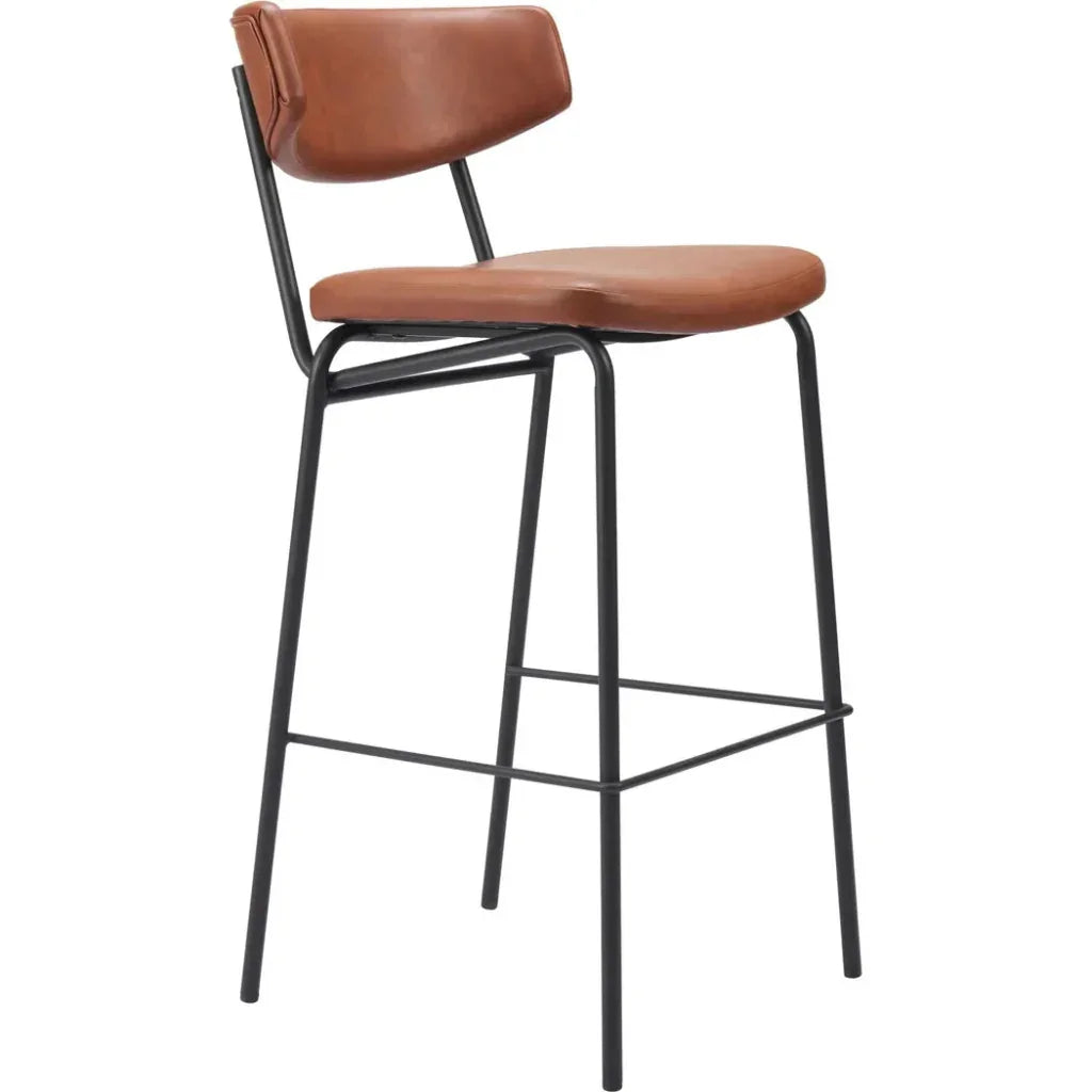 Charon Barstool (Set of 2) Vintage Brown - LOOMLAN - Zuo Modern - Bar Stools