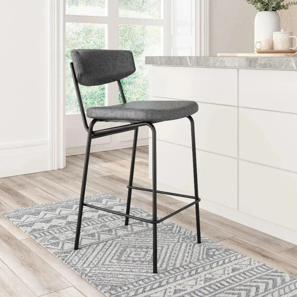 Charon Counter Stool 2PC Vintage Black - LOOMLAN - Zuo Modern - Counter Stools