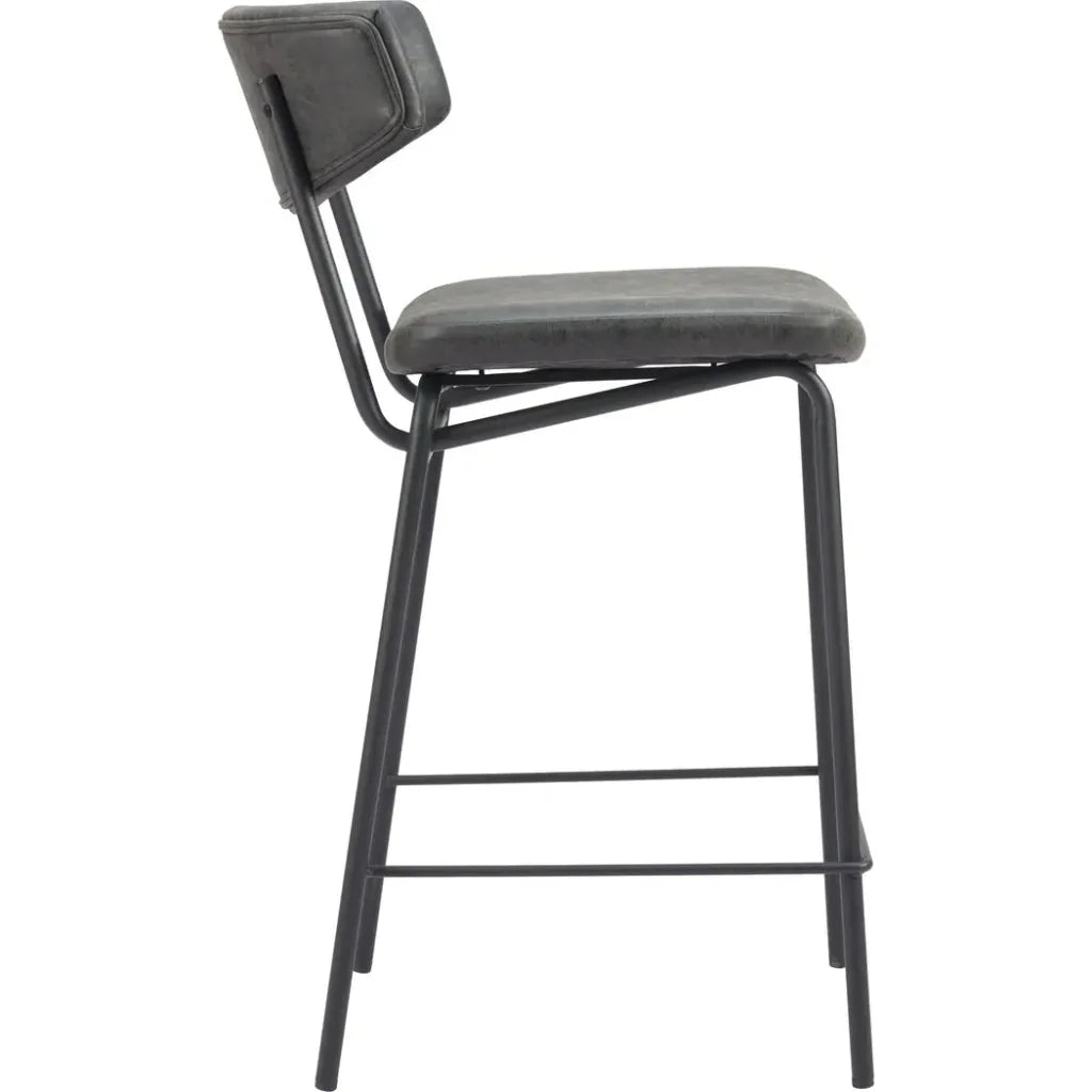 Charon Counter Stool 2PC Vintage Black - LOOMLAN - Zuo Modern - Counter Stools