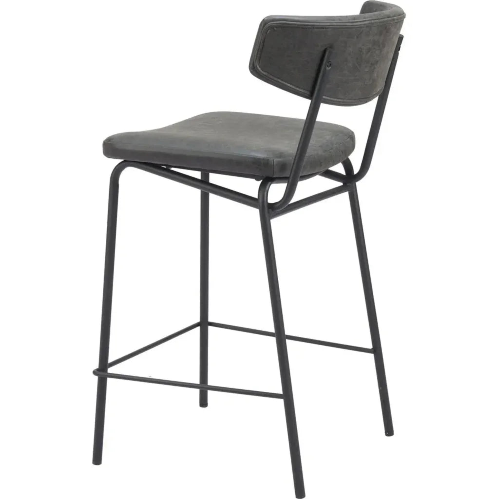 Charon Counter Stool 2PC Vintage Black - LOOMLAN - Zuo Modern - Counter Stools