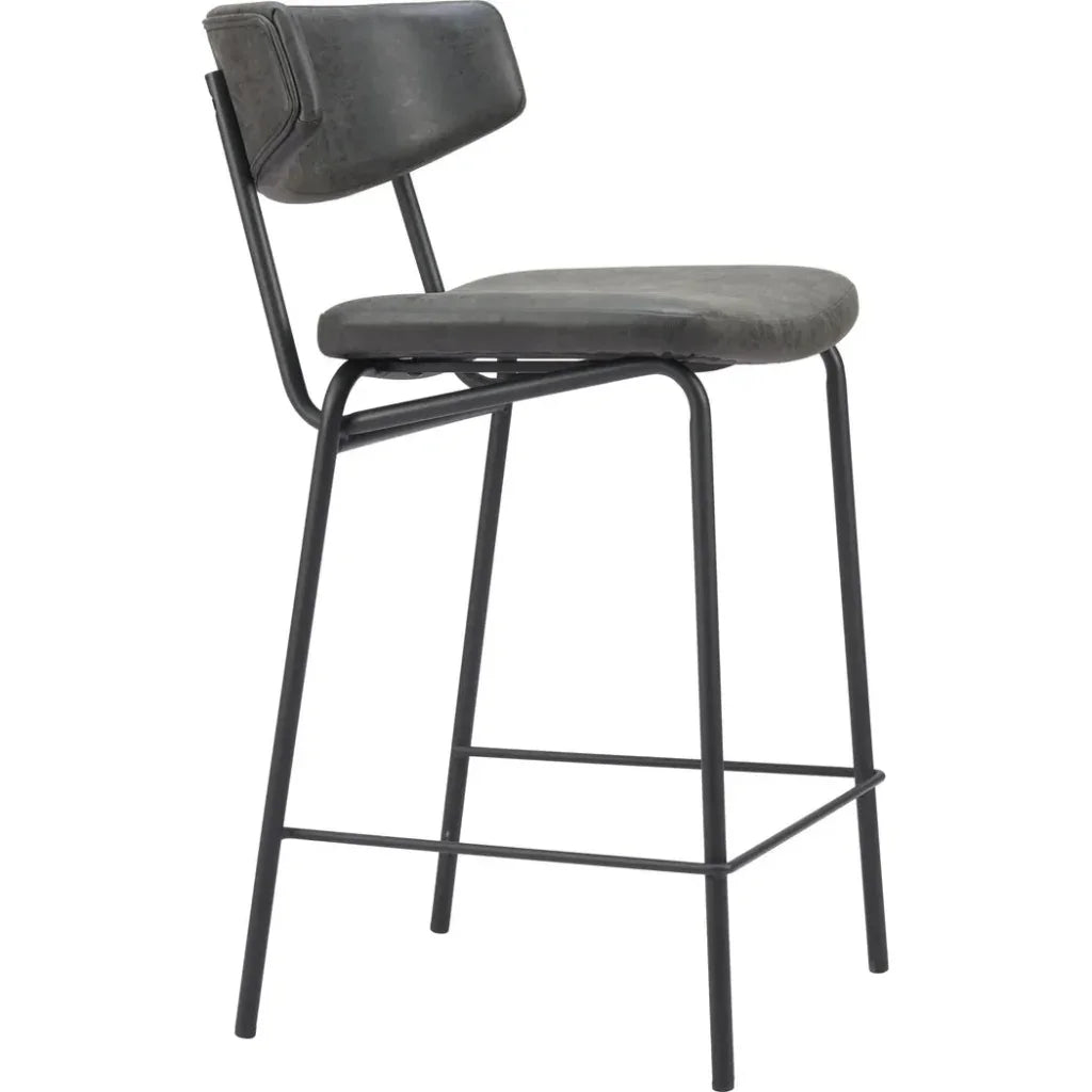 Charon Counter Stool 2PC Vintage Black - LOOMLAN - Zuo Modern - Counter Stools