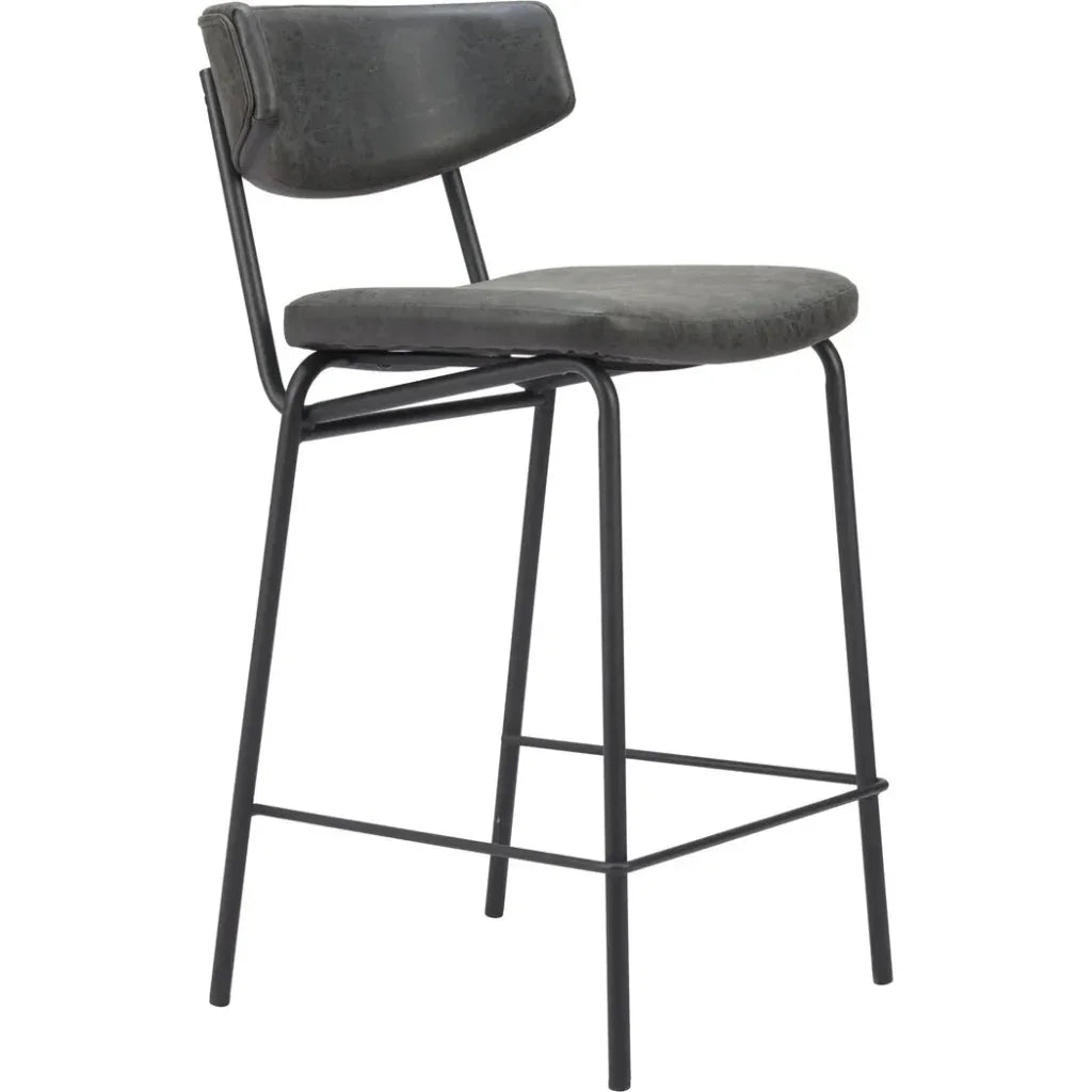 Charon Counter Stool 2PC Vintage Black - LOOMLAN - Zuo Modern - Counter Stools