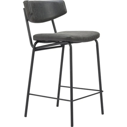 Charon Counter Stool 2PC Vintage Black - LOOMLAN - Zuo Modern - Counter Stools