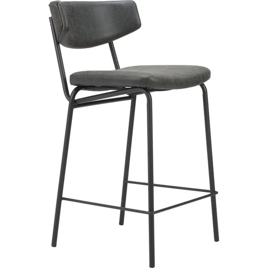 Charon Counter Stool 2PC Vintage Black - LOOMLAN - Zuo Modern - Counter Stools