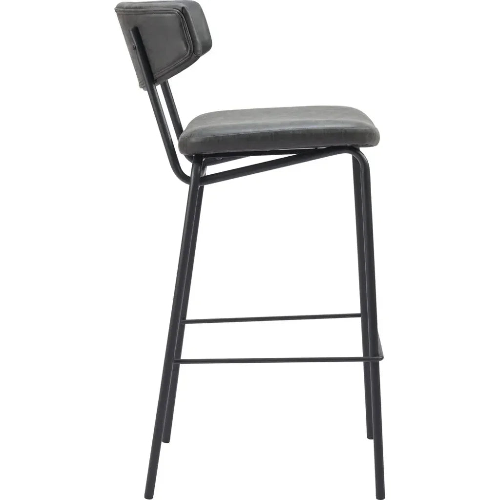 Charon Barstool (Set of 2) Vintage Black - LOOMLAN - Zuo Modern - Bar Stools