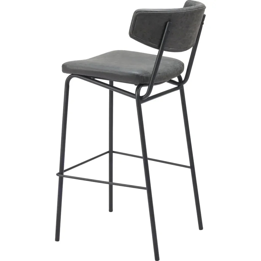 Charon Barstool (Set of 2) Vintage Black - LOOMLAN - Zuo Modern - Bar Stools