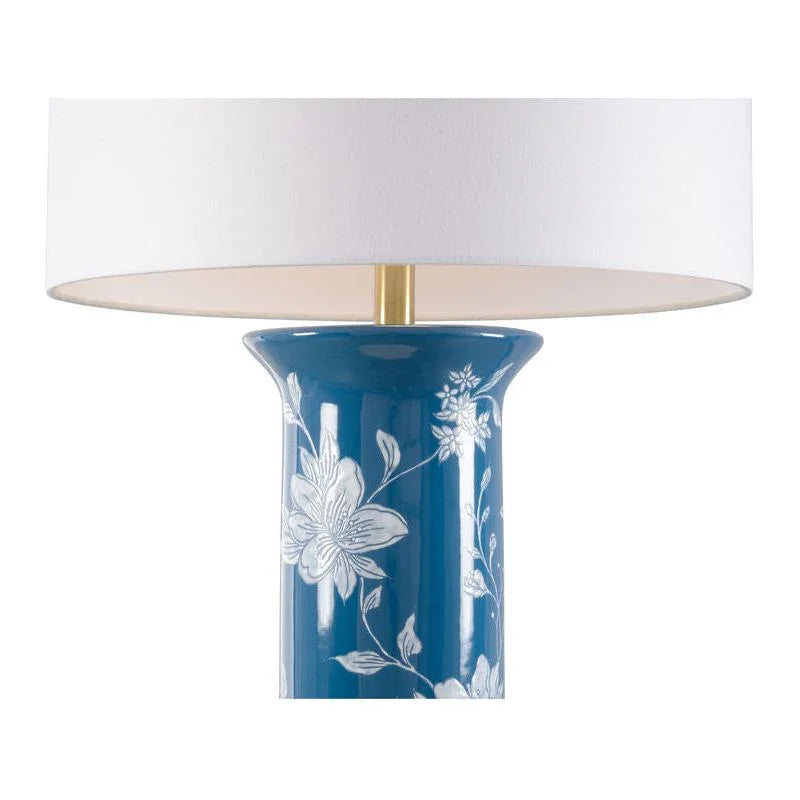 Chastity Hand Painted Blue Table Lamp - LOOMLAN - Wildwood - Table Lamps
