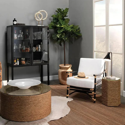 Chauncey Wide Black Curio Cabinet Glass Doors - LOOMLAN - Jamie Young - Accent Cabinets