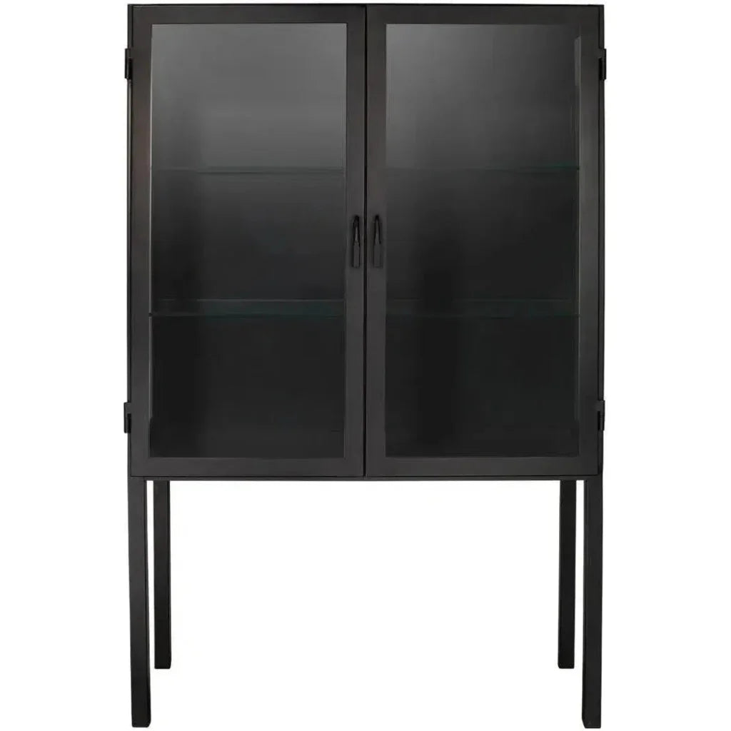 Chauncey Wide Black Curio Cabinet Glass Doors - LOOMLAN - Jamie Young - Accent Cabinets
