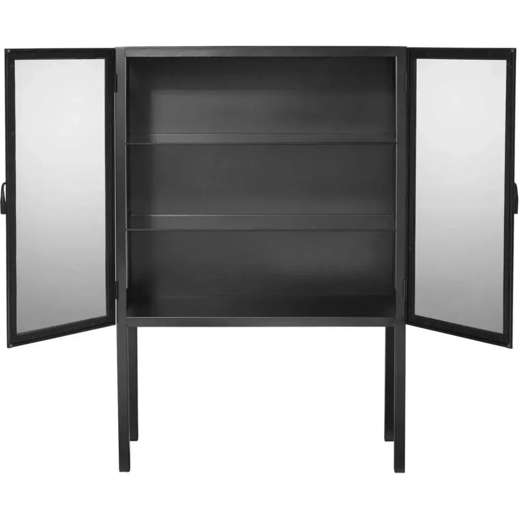Chauncey Wide Black Curio Cabinet Glass Doors - LOOMLAN - Jamie Young - Accent Cabinets