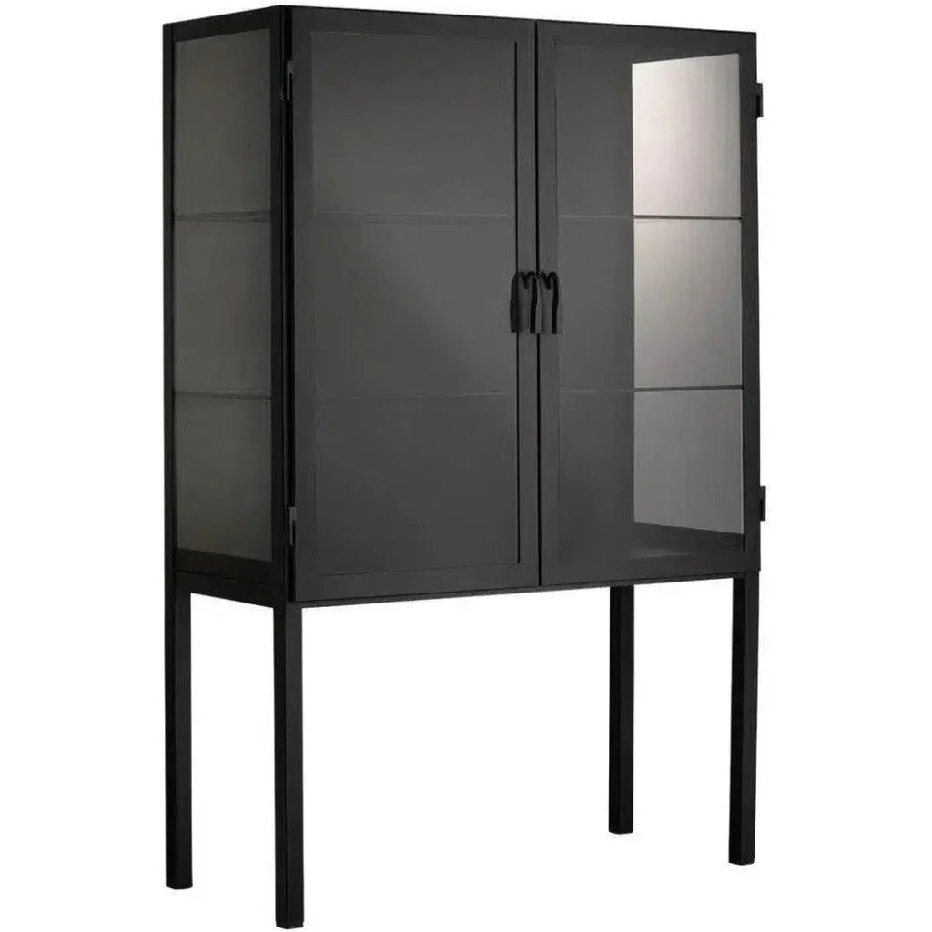 Chauncey Wide Black Curio Cabinet Glass Doors - LOOMLAN - Jamie Young - Accent Cabinets
