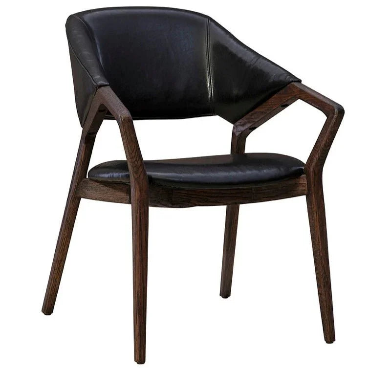 Chavez Shiny Black Leather Arm Chair - LOOMLAN - Furniture Classics - Accent Chairs