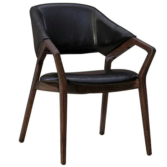 Chavez Shiny Black Leather Arm Chair - LOOMLAN - Furniture Classics - Accent Chairs