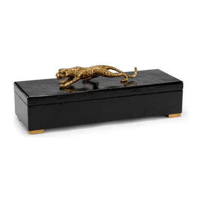 Cheetah Sculpture Topped Wooden Box - LOOMLAN - Chelsea House - Boxes & Bowls