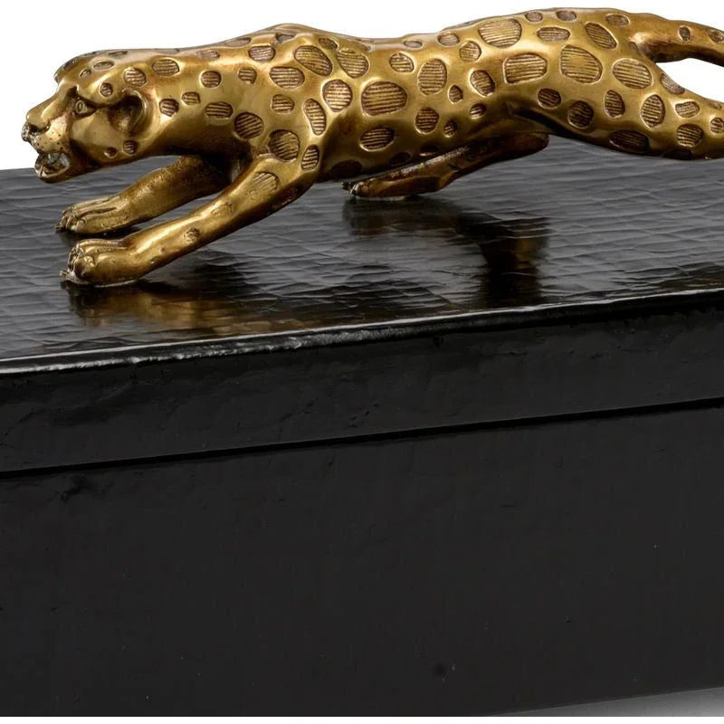 Cheetah Sculpture Topped Wooden Box - LOOMLAN - Chelsea House - Boxes & Bowls