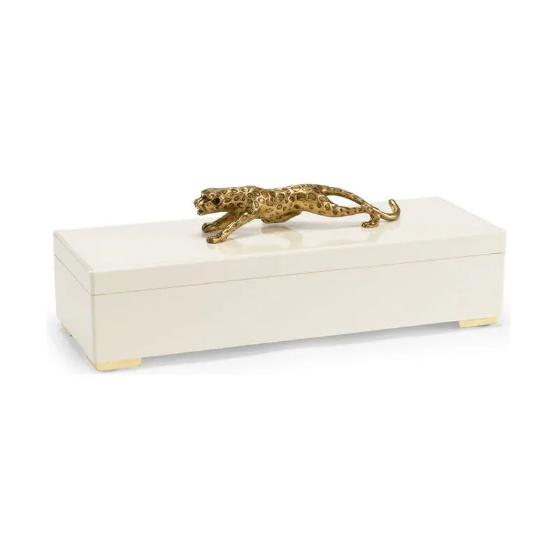 Cheetah Sculpture Topped Wooden Box - LOOMLAN - Chelsea House - Boxes & Bowls