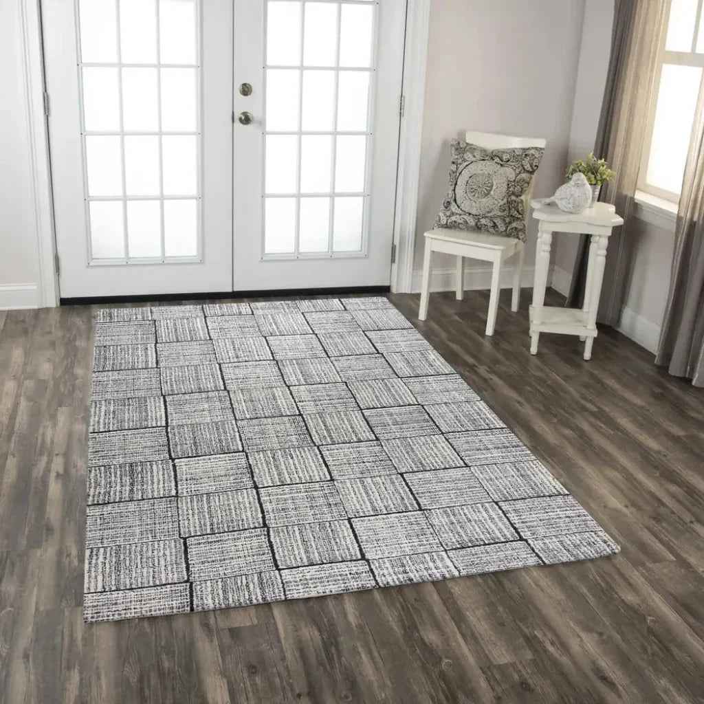 Ches Geometric Charcoal Area Rugs For Living Room - LOOMLAN - LOOMLAN - Area Rugs