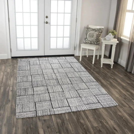 Ches Geometric Charcoal Area Rugs For Living Room - LOOMLAN - LOOMLAN - Area Rugs
