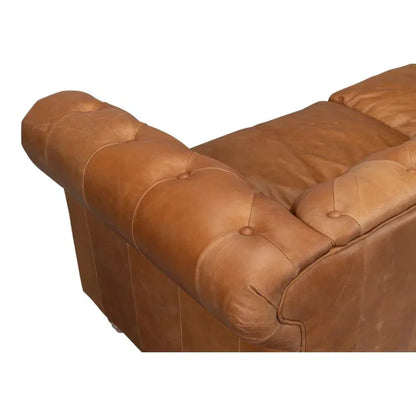 Chesterfield Kingston Sofa Tan Leather 2 Cushions - LOOMLAN - Sarreid - Sofas & Loveseats