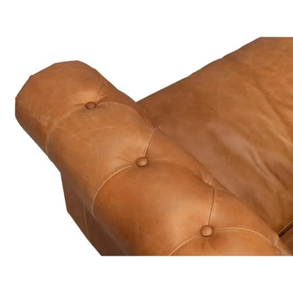 Chesterfield Kingston Sofa Tan Leather 2 Cushions - LOOMLAN - Sarreid - Sofas & Loveseats