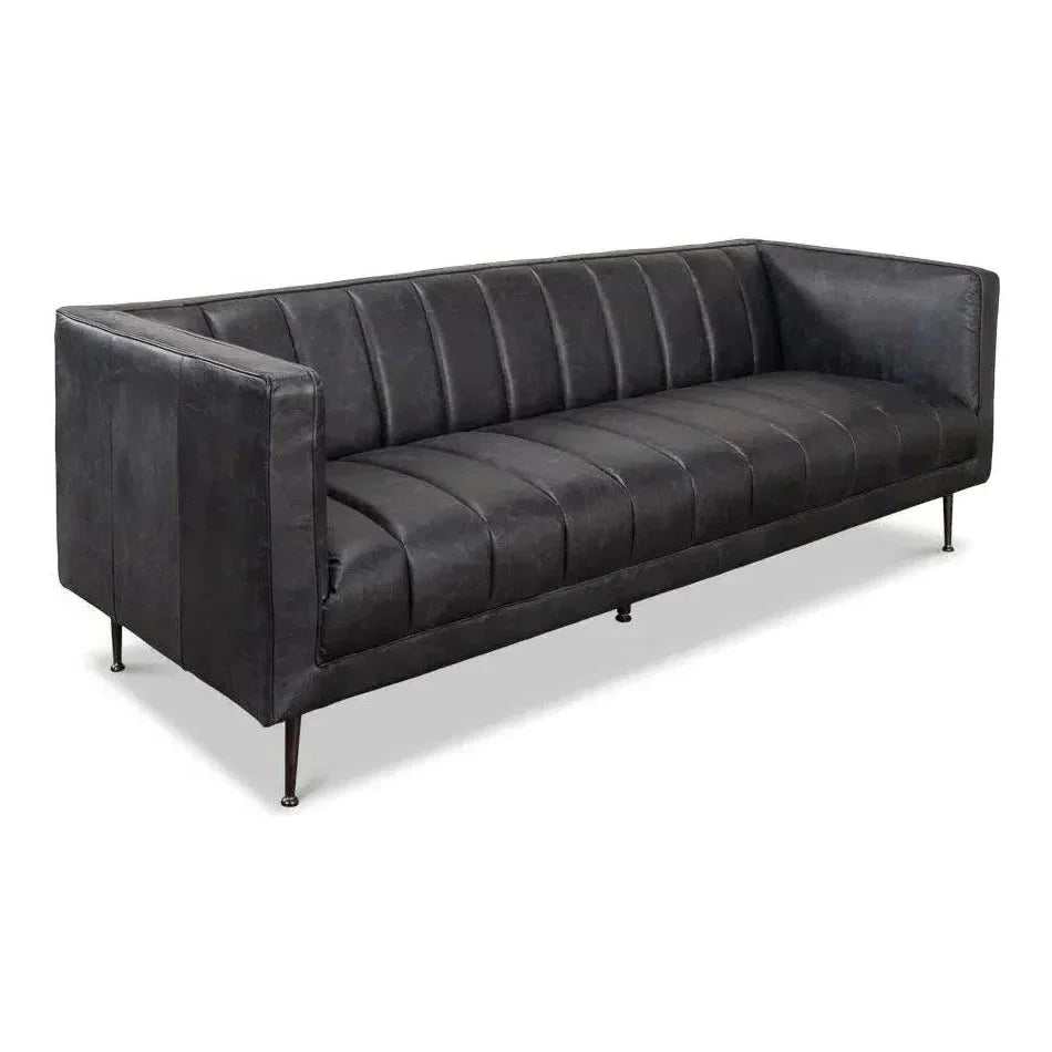 Chesterfield Lexington Sofa Nottinghill Grey Leather - LOOMLAN - Sarreid - Sofas & Loveseats