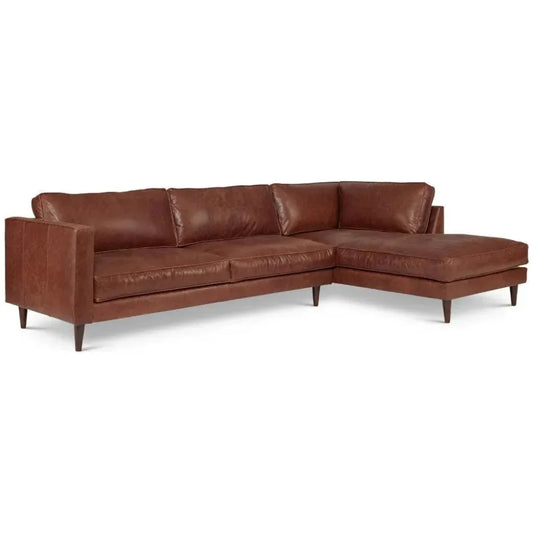 Cheviot Leather Left Arm Sectional Chaise - LOOMLAN - One For Victory - Sectionals