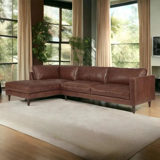 Cheviot Leather Right Arm Sectional Chaise - LOOMLAN - One For Victory - Sectionals