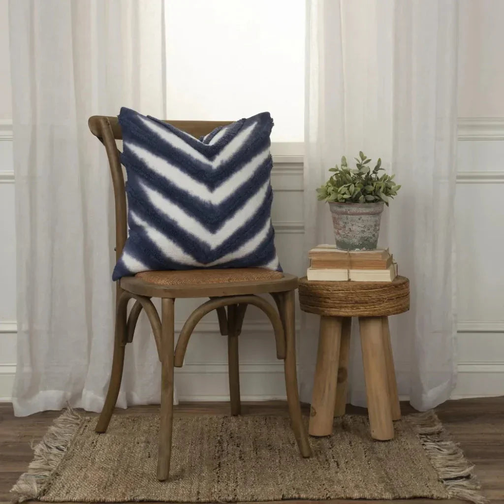 Chevron Blue Throw Pillow With Down Insert - LOOMLAN - LOOMLAN - Throw Pillows