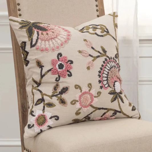 Chic Embroidered Pink Couch Pillow Insert - LOOMLAN - LOOMLAN - Throw Pillows