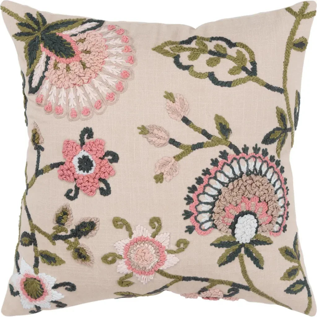 Chic Embroidered Pink Couch Pillow Insert - LOOMLAN - LOOMLAN - Throw Pillows