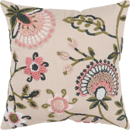 Chic Embroidered Pink Couch Pillow Insert - LOOMLAN - LOOMLAN - Throw Pillows