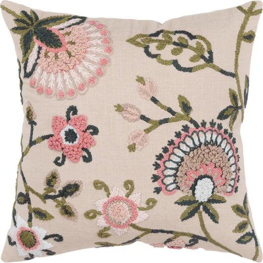 Chic Embroidered Pink Couch Pillow Insert - LOOMLAN - LOOMLAN - Throw Pillows