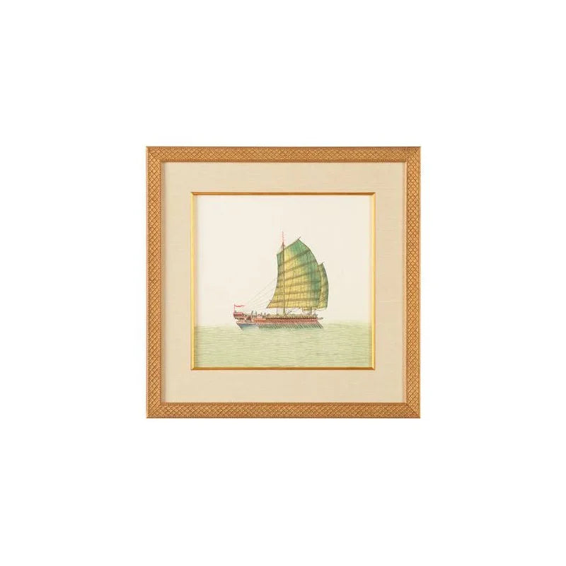 Chin Junks Hand Painted Artwork-Framed Wall Art-Chelsea House-Two Sails-LOOMLAN
