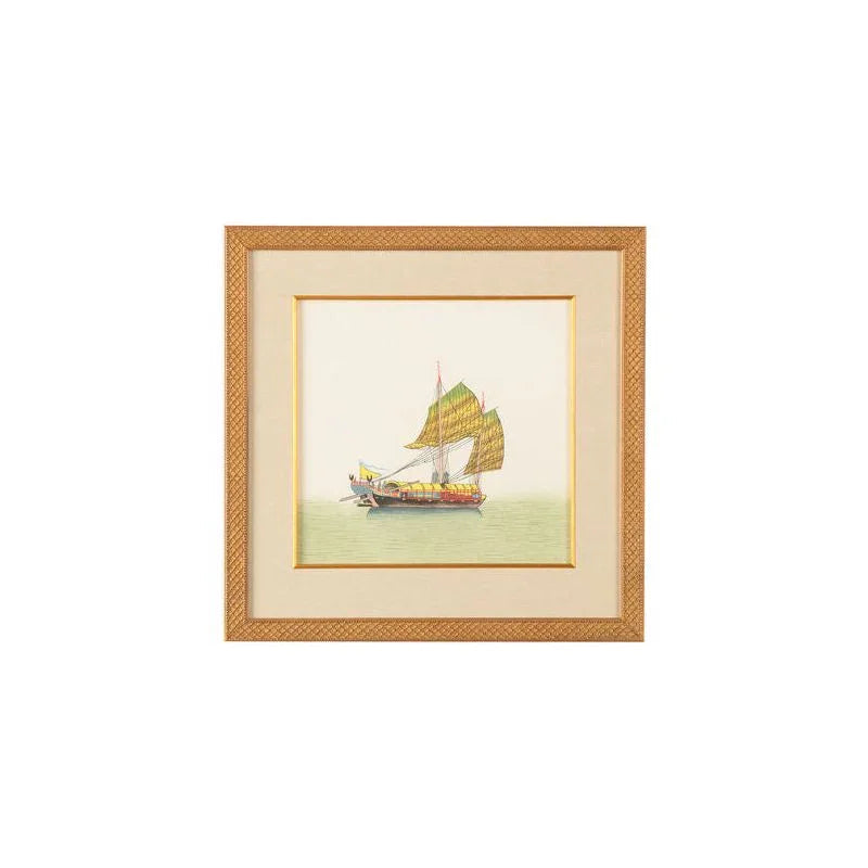 Chin Junks Hand Painted Artwork-Framed Wall Art-Chelsea House-Sail Half-LOOMLAN