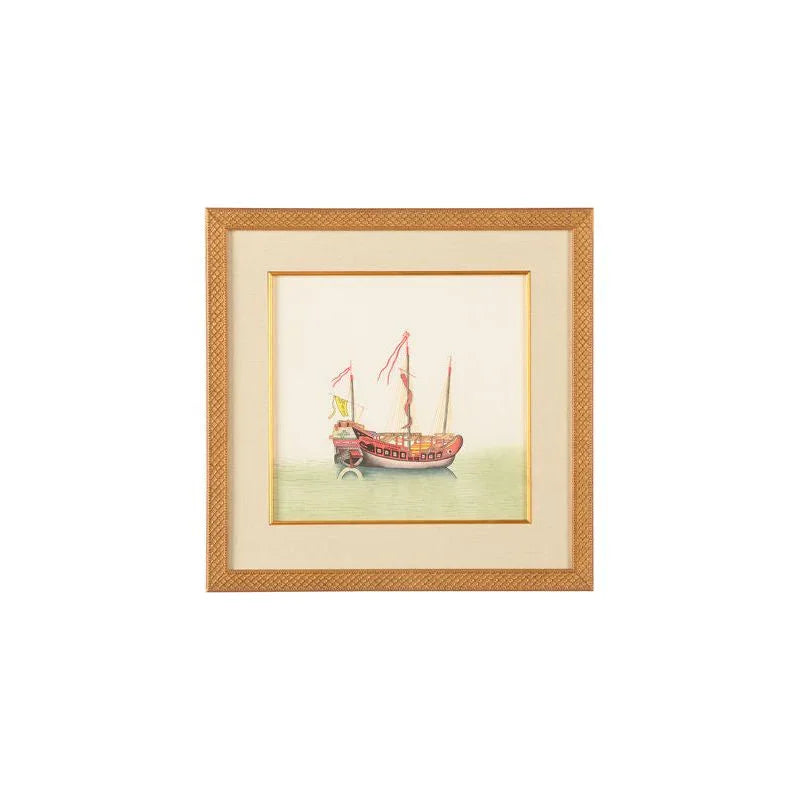 Chin Junks Hand Painted Artwork-Framed Wall Art-Chelsea House-Yellow Sail-LOOMLAN