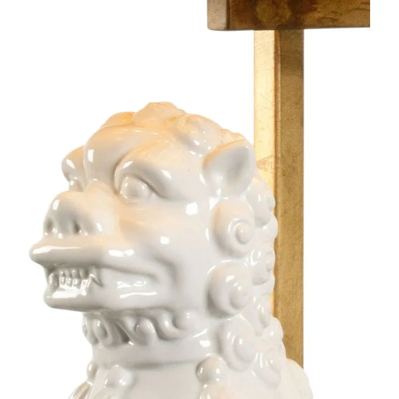 Chinese Cream Ceramic Dog Design Table Lamp - LOOMLAN - Chelsea House - Table Lamps