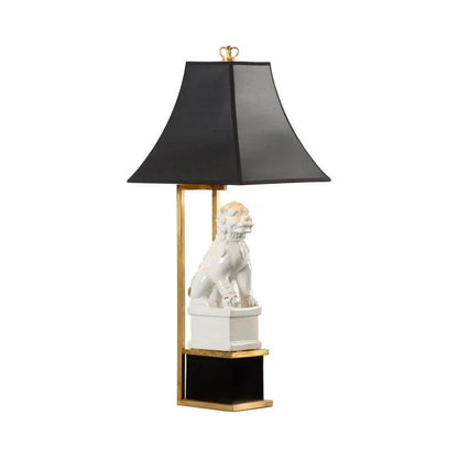 Chinese Cream Ceramic Dog Design Table Lamp - LOOMLAN - Chelsea House - Table Lamps