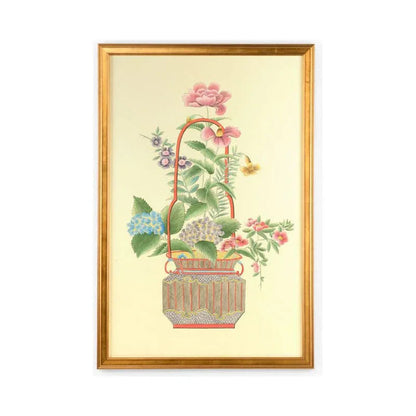 Chinoiserie Basket Hand Painted Artwork-Framed Wall Art-Chelsea House-Basket II-LOOMLAN