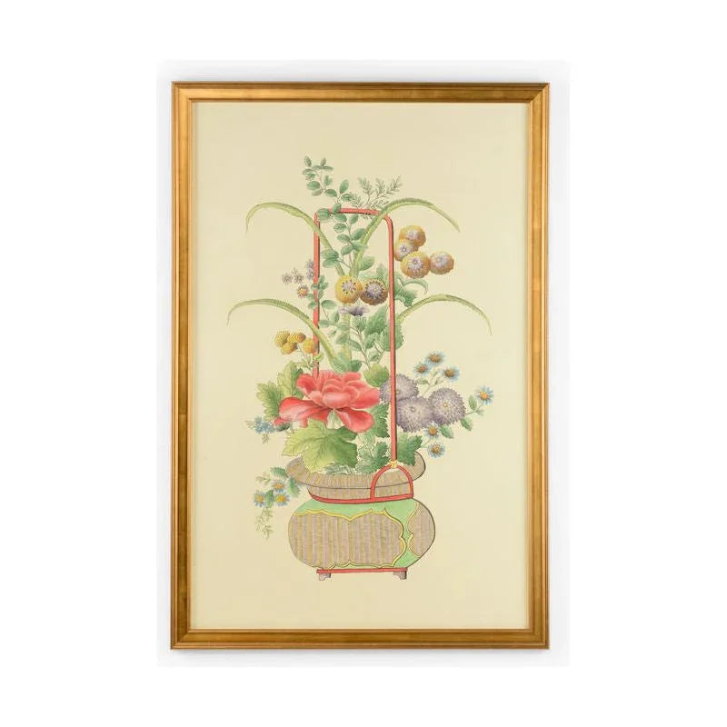 Chinoiserie Basket Hand Painted Artwork-Framed Wall Art-Chelsea House-Basket I-LOOMLAN