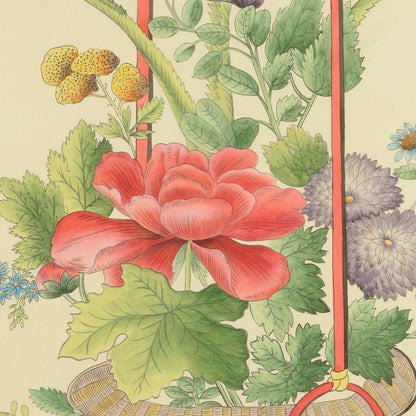 Chinoiserie Basket Hand Painted Artwork-Framed Wall Art-Chelsea House-LOOMLAN