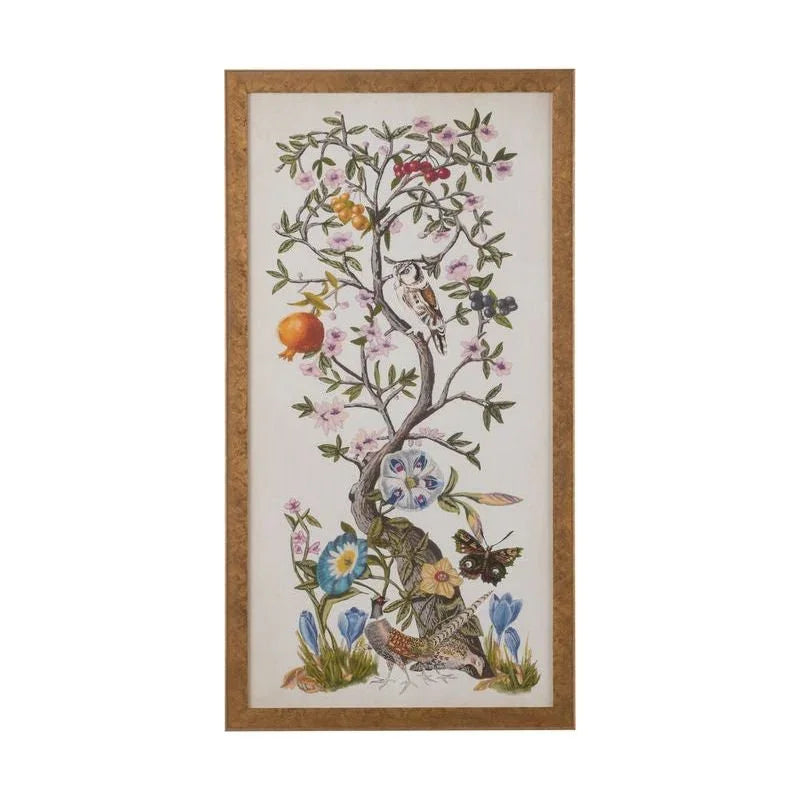 Chinoiserie Natura Antiqued Gold Framed Artwork-Framed Wall Art-Chelsea House-Natura I-LOOMLAN