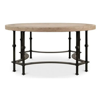 Chisholm Equestrian Cocktail Round Coffee Table Grey - LOOMLAN - Sarreid - Coffee Tables
