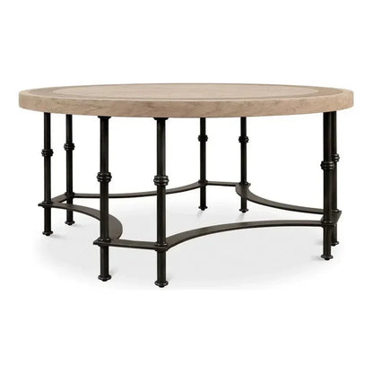 Chisholm Equestrian Cocktail Round Coffee Table Grey - LOOMLAN - Sarreid - Coffee Tables