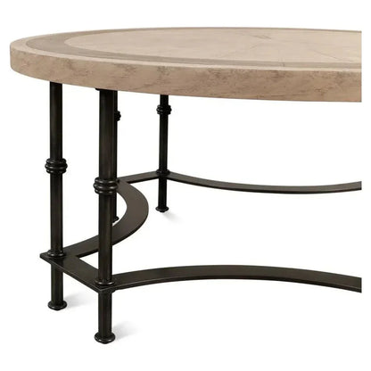 Chisholm Equestrian Cocktail Round Coffee Table Grey - LOOMLAN - Sarreid - Coffee Tables
