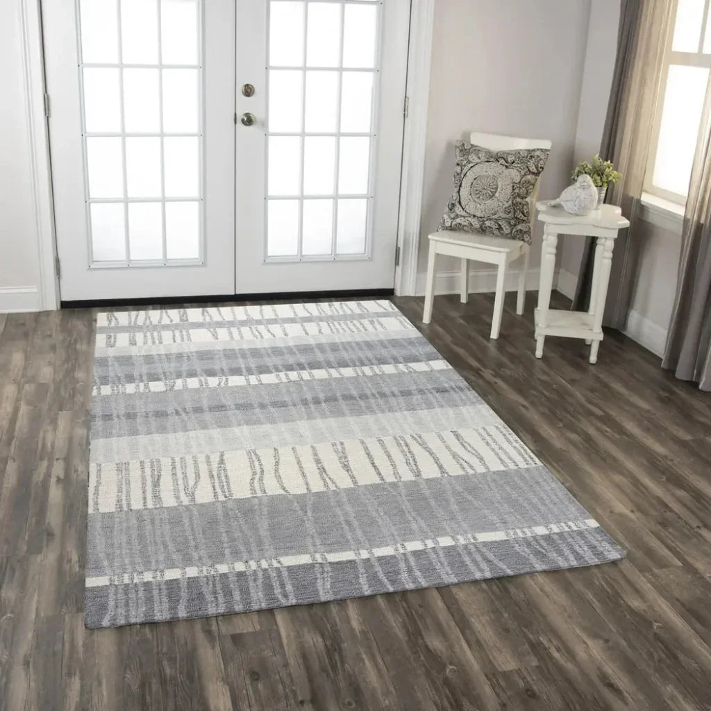 Chiu Stripe Light Gray Area Rugs For Living Room - LOOMLAN - LOOMLAN - Area Rugs