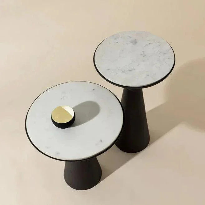 Chizu Nesting End Tables Marble Bronze Base Set - LOOMLAN - SUNPAN - Side Tables